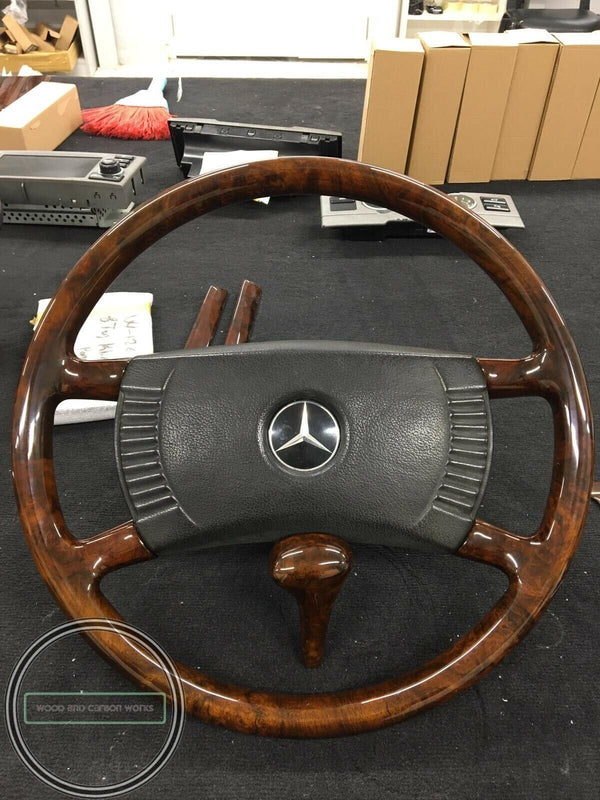 Mercedes full wood steering wheel early r107 w123 w116 w115 w114 burled walnut