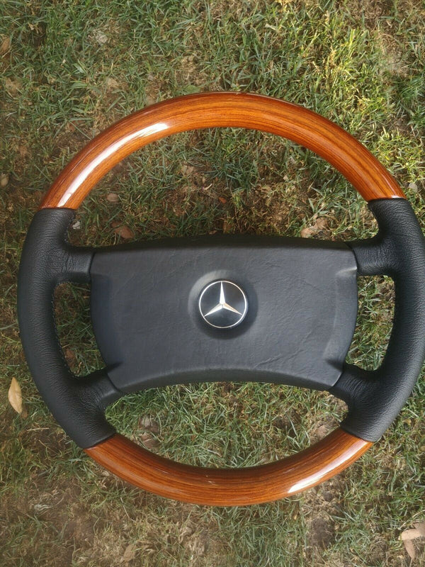 Mercedes wood steering wheel zebrano fits w123 c123 w201 w124 r107 leather