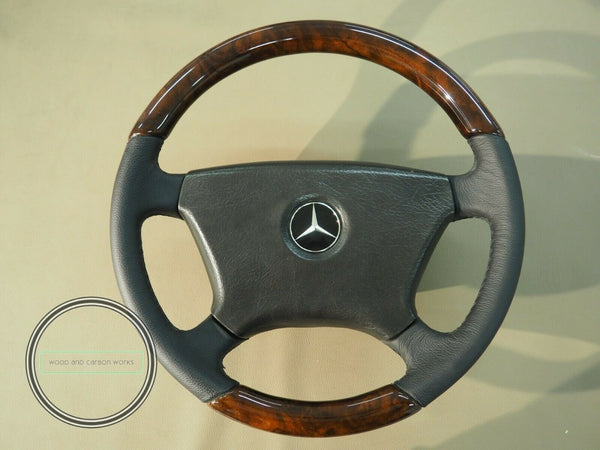 Mercedes r107 w201 w123 w124 w126 steering wheel wood burled walnut