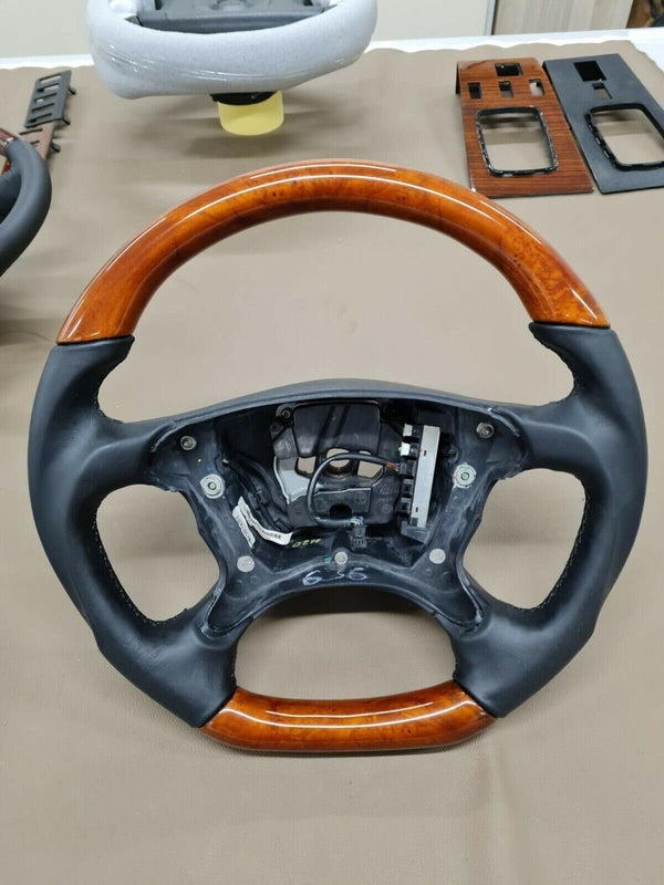 03-09 mercedes r230 sl wood steering wheel black amg look