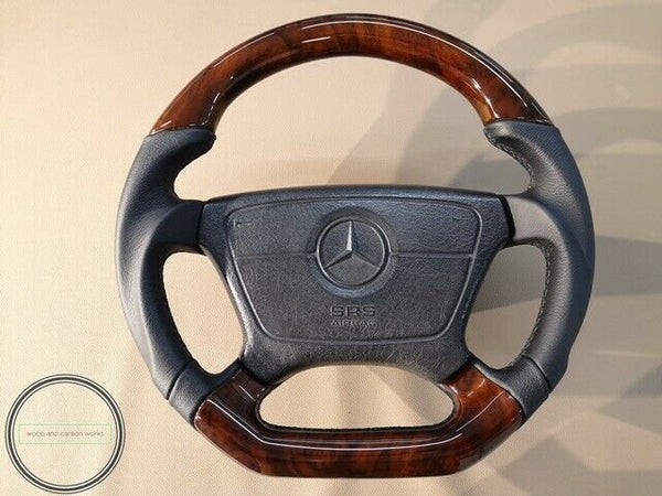 Mercedes-benz amg look w124 w210 w208 w140 r129 steering wheel burl wood walnut