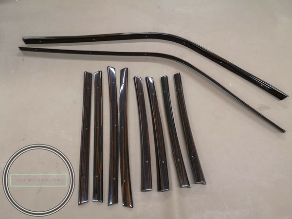 Mercedes w108 window trim set 10 pieces as set ebony wood makkasar w108