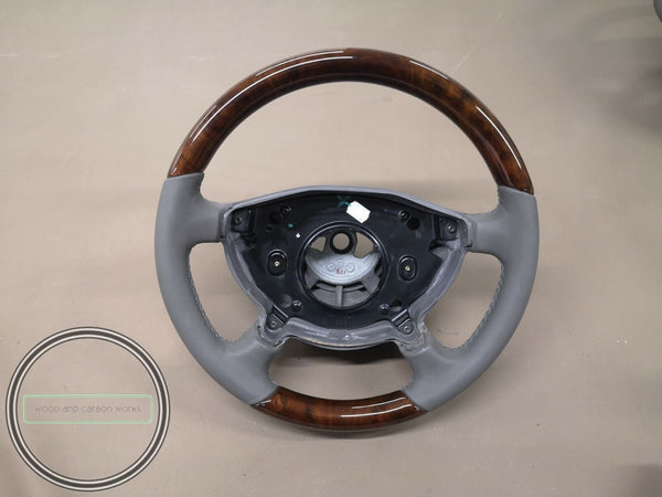 Mercedes w208 clk wood steering wheel burlwood gray leather