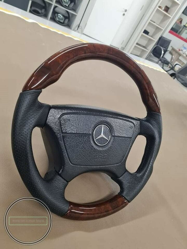 Mercedes wood steering wheel w124 w140 r129 sl w202 w210 w462 brabus style