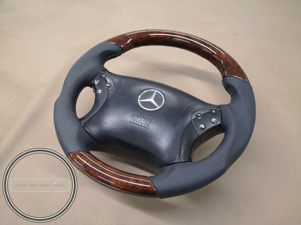 Mercedes benz wood steering wheel for w203 mercedes benz amg look burlwood