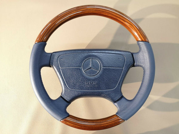 Mercedes benz wood steering wheel w124 w140 w202 w210 zebrano blue