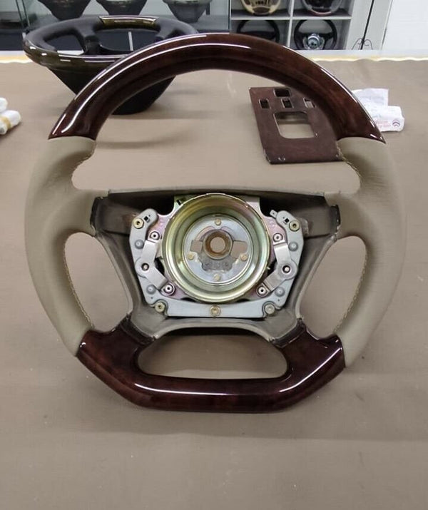 Mercedes w140 steering wheel wood amg look burled walnut beige