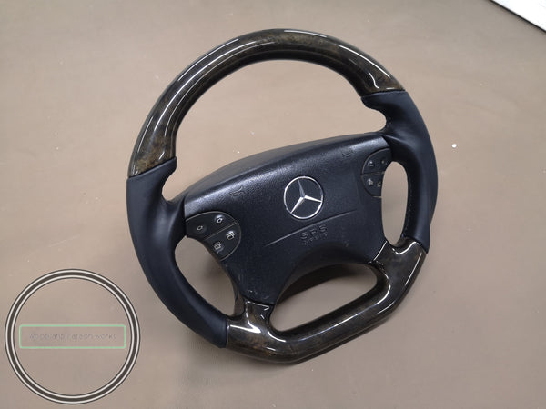 Mercedes amg wood steering wheel w210 w208 birdeyes  black leather