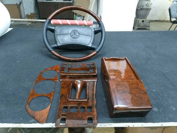 Mercedes w126 wood trim set with steering wheel w126 sec wood walnut w126 burl