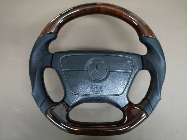 Mercedes-benz amg look w124 w210 w208 w140 w129 r129 steering wheel wood walnut