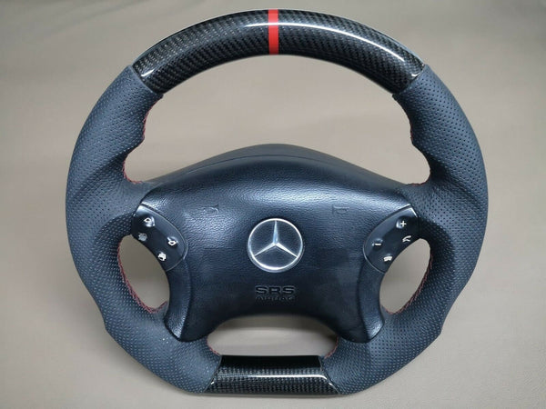 Mercedes benz real carbon covered w210 w208 steering wheel amg style