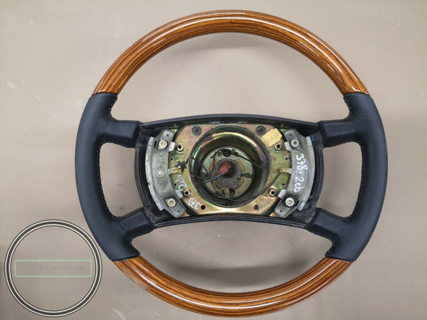 Mercedes w126 zebrano wood black leather steering wheel early version