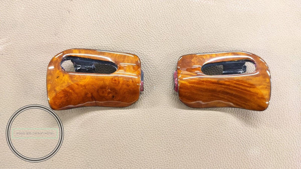 Mercedes r129 sun visor trim caps wood sl320 sl500 sl600 300sl 500sl a pair