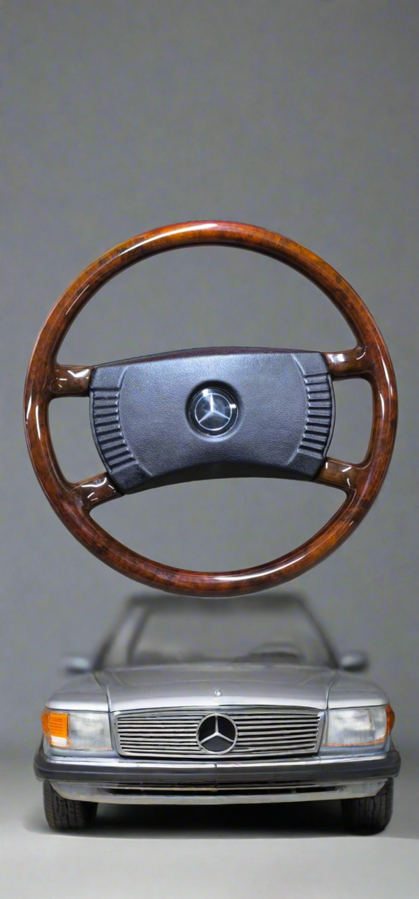 Mercedes full wood steering wheel early r107 w123 w116 w115 w114 burlwood