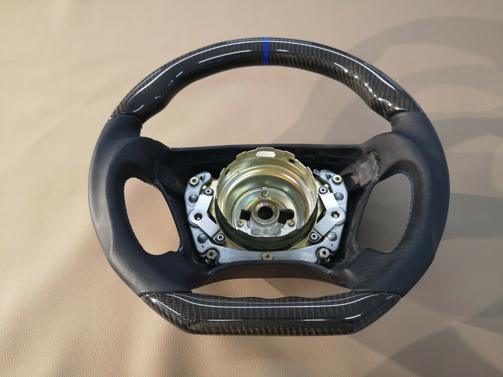 Mercedes-benz amg look w124 w210 w208 w140 r129 steering wheel carbon ...